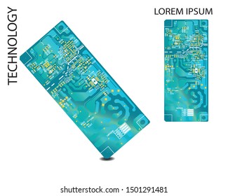 Digital inegrated technology. Printed Circuit board. PCB. for background or banner
