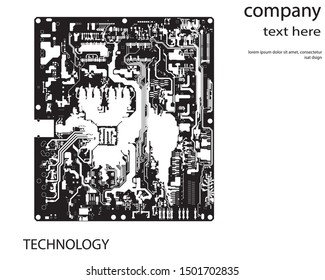 Digital inegrated technology. Printed Circuit board. PCB. for background or banner