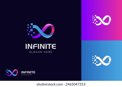 Digital infinite logo icon design, abstract loop wave graphic element symbol, sign for media pixel technology vector logo template