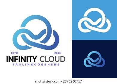 Digital Infinity Cloud Logo design vector symbol icon illustration