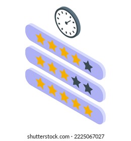 Icono de raitado de influencia digital vector isométrico. Social en línea. Público del cliente