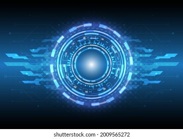 Digital infographic and computer data. Abstract hologram hi-tech background. Virtual reality technology electric innovation. Circuit board interface. Futuristic Sci-Fi glowing HUD circle