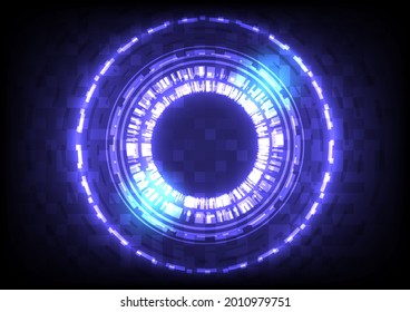 Digital infographic frame. Abstract hologram hi-tech background. Virtual reality technology electric innovation. Circuit board interface. Futuristic Sci-Fi glowing HUD circle