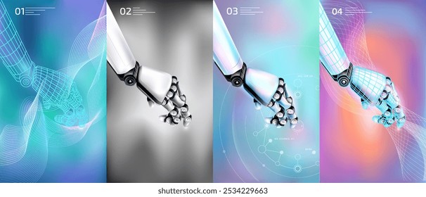 Digital infographic with options for displaying robotic arms.
