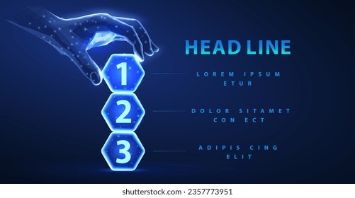 Digital infographic for presentation. Business timeline chart template. Business concept with 3 steps. Timeline diagram, design element, number options. Workflow layout, annual report. Three steps