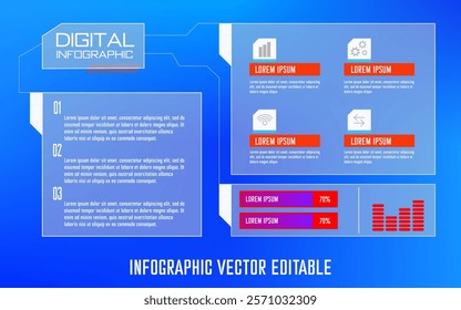 Digital infographic workflow. Report, Marketing, Plan and Strategy. Vector illustration.