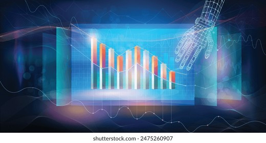 Digital infographics on the topic of the development of financial indicators and investments