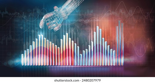 Digital infographics on the topic of global financial technologies using artificial intelligence.
