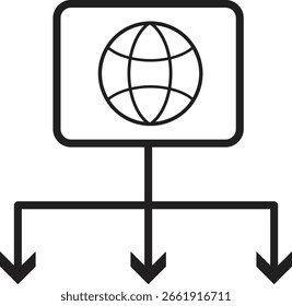 Digitales Infrastruktursymbol für globales Systemmanagement oder Cloud-Netzwerk mit transparentem Hintergrund