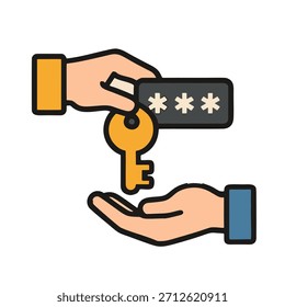 "Digital Inheritance" icon - Digital keys (passwords) are passed from one generation to another.