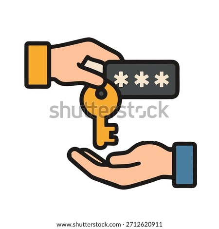 "Digital Inheritance" icon - Digital keys (passwords) are passed from one generation to another.