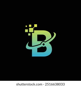 Digital initial letter B logo design template - vector