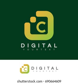 digital initial Letter C Logo design