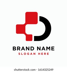 Digital initial letter D logo design template - vector