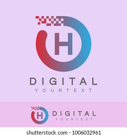 digital initial Letter H Logo design