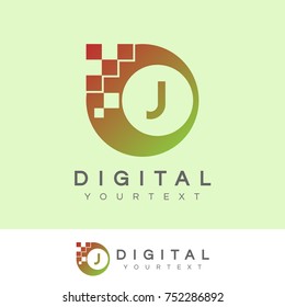 digital initial Letter J Logo design