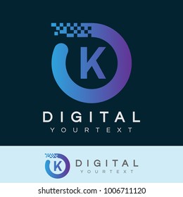 digital initial Letter K Logo design