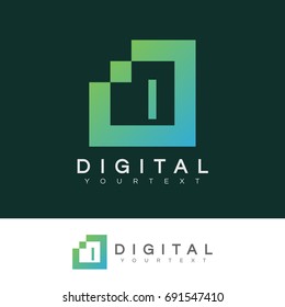 digital initial Letter I Logo design