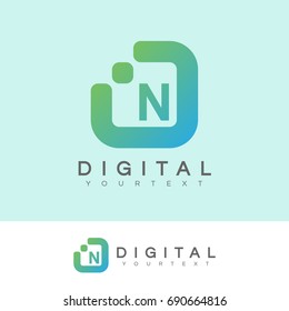 digital initial Letter N Logo design