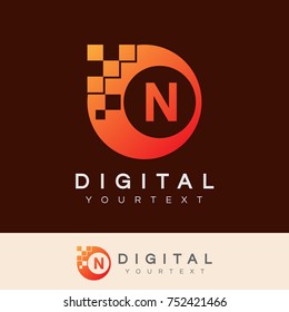 digital initial Letter N Logo design