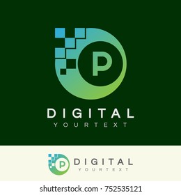digital initial Letter P Logo design