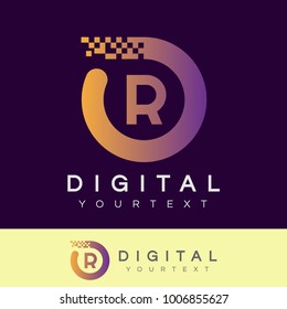 digital initial Letter R Logo design