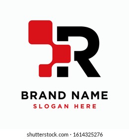Digital initial letter R logo design template - vector