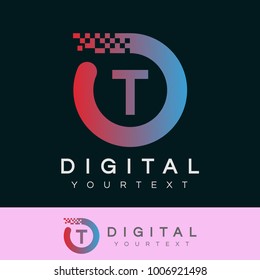 digital initial Letter T Logo design