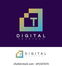 digital initial Letter T Logo design