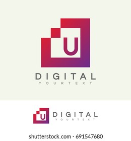 digital initial Letter U Logo design