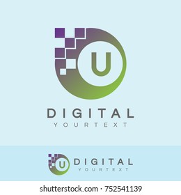 digital initial Letter U Logo design