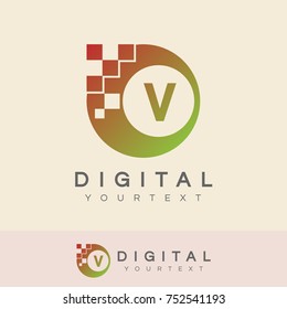 digital initial Letter V Logo design