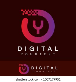 digital initial Letter Y Logo design