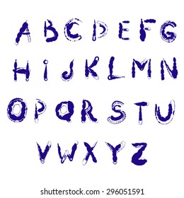 Digital ink blue alphabet