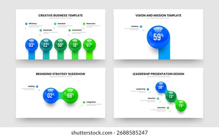Digital Innovation 5 1 2 3 Option Graph Presentation Layout Set. Advertising Forecast Five One Two Three Step Infographic Slide Template Vector Illustration Collection.