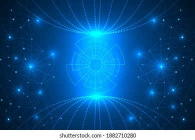 digital innovation and lines with security technology abstract background.