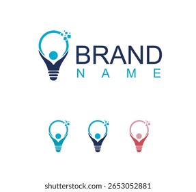 Digital Innovation Logo with Human and Light Bulb Icon – Technology and Creativity Concept
