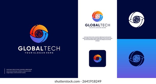 digital innovation logo, smart technology, modern abstract style, vector graphic template.