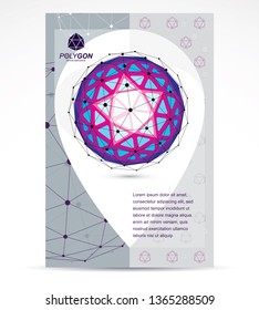 Digital innovations business promotion idea, brochure head page. Vector abstract 3d bright geometric shape, polygonal figure.