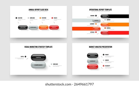 Digital Insight Four Five Two Three Element Infographic Slide Template Vector Illustration Collection. Project Growth 4 5 2 3 Option Diagram Frame Design Set.