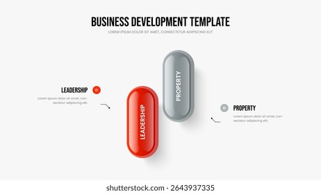 Ilustração do vetor de layout de apresentação do Digital Insight. Modelo de apresentação de slides do diagrama de duas etapas da estratégia do projeto. Business Lançamento 2 Elemento Infográfico Quadro Design.