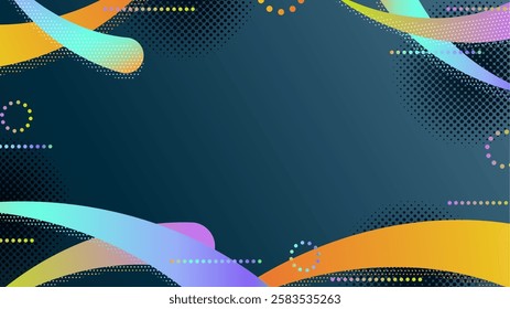 Digital inspired background geometric memphis frame
