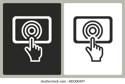 Digital interaction - black and white icons. Vector illustration.