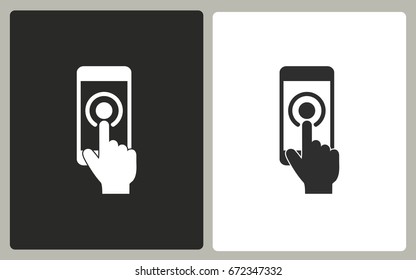 Digital interaction - black and white icons. Vector illustration.