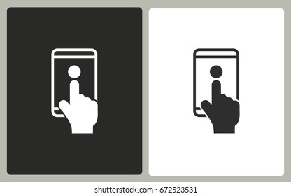 Digital interaction - black and white icons. Vector illustration.