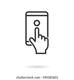 Digital interaction vector icon. Black illustration isolated on white background for graphic and web design.