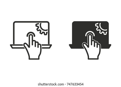 Digital interaction vector icon. Black illustration isolated on white background for graphic and web design.