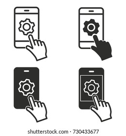 Digital interaction vector icons set. black Illustration isolated for graphic and web design.