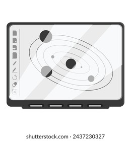 Icono de tablero interactivo digital vector de dibujos animados. Pantalla de información. Táctil del profesor