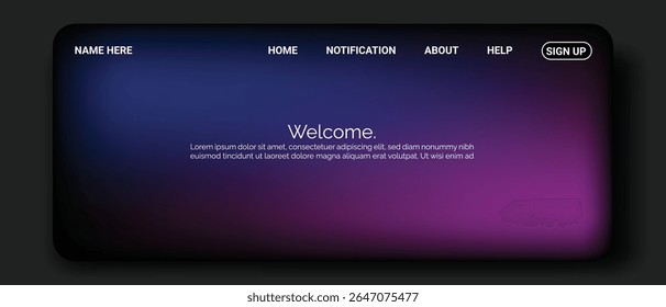 A digital interface displays a dark background with a smooth gradient transitioning from deep blue to vibrant purple.